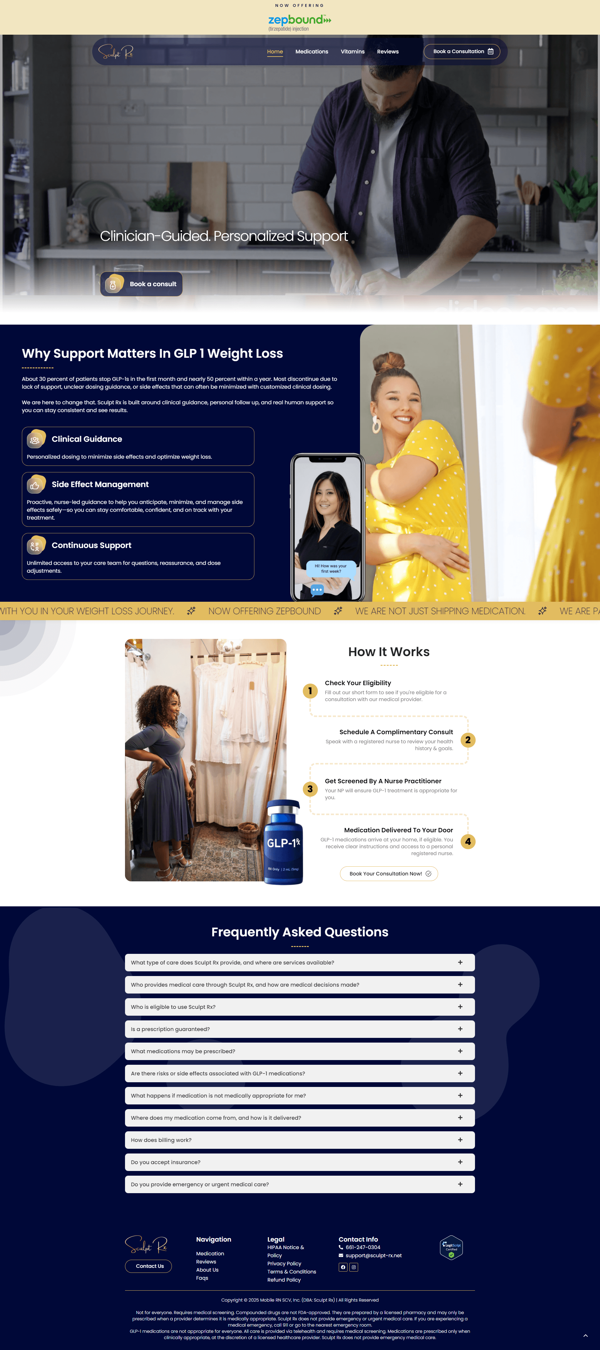 Sculpt Rx website before RevRoute rebuild